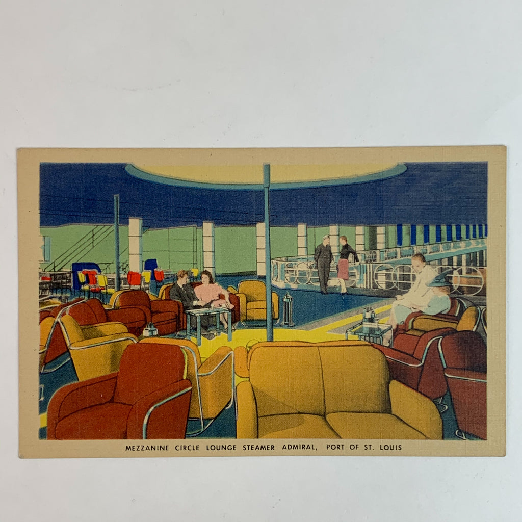 Mezzanine Circle Lounge Steamer S.S. Admiral St Louis Port of Missouri Postcard