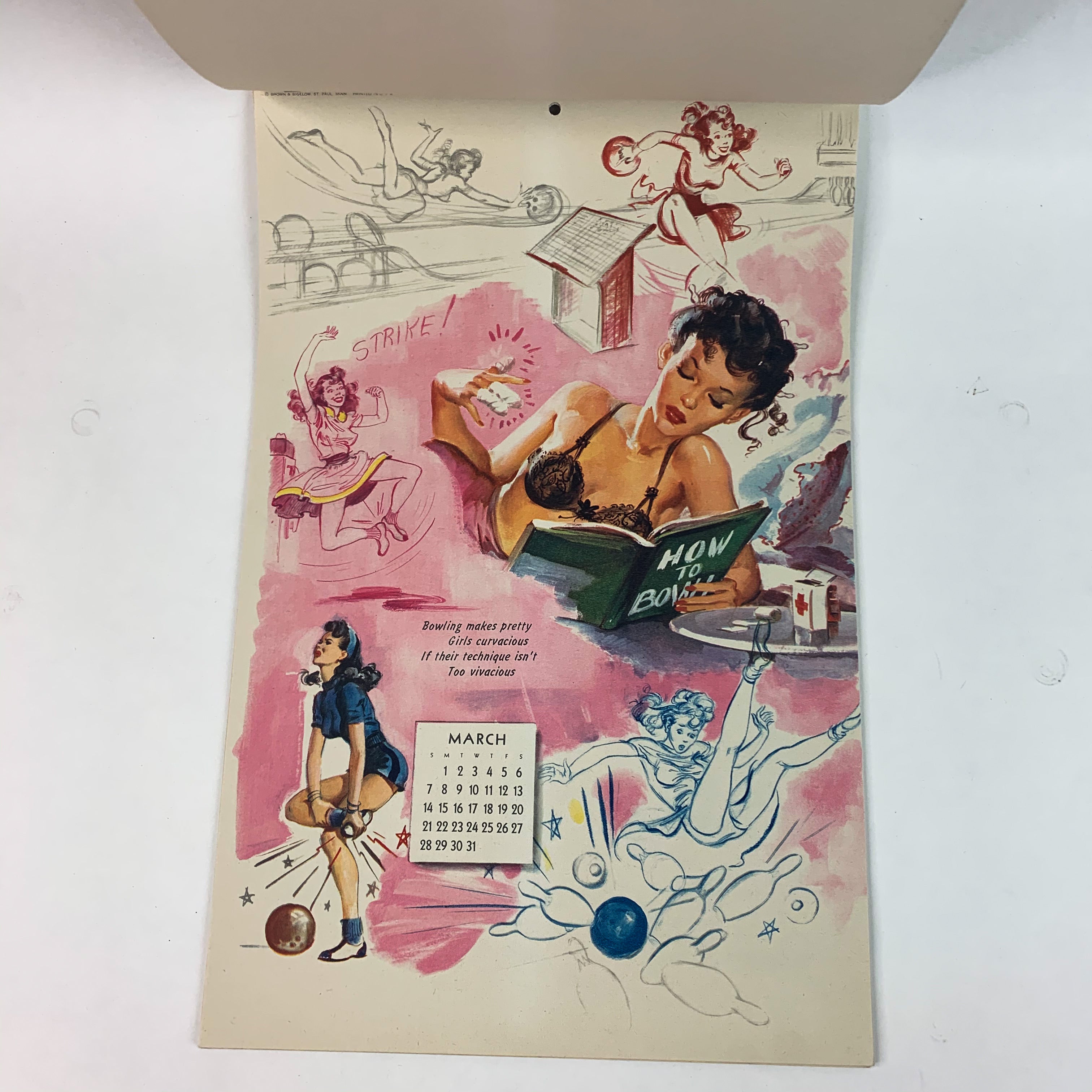 Vintage Pinup Girls 1948 Wall Calendar Brown & Bigelow Artist Sketch P ...
