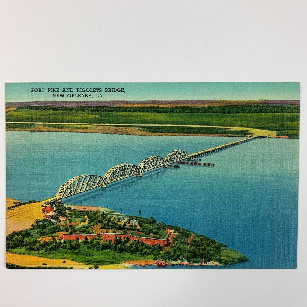 New Orleans Louisiana Fort Pike And Rigolets Bridge Linen Postcard