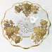 Vintage Footed Glass Floral Gold Scallop Edge Dish