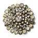 Vintage Prong Set Foiled Clear Rhinestone Round Tiered Cluster Brooch Pin
