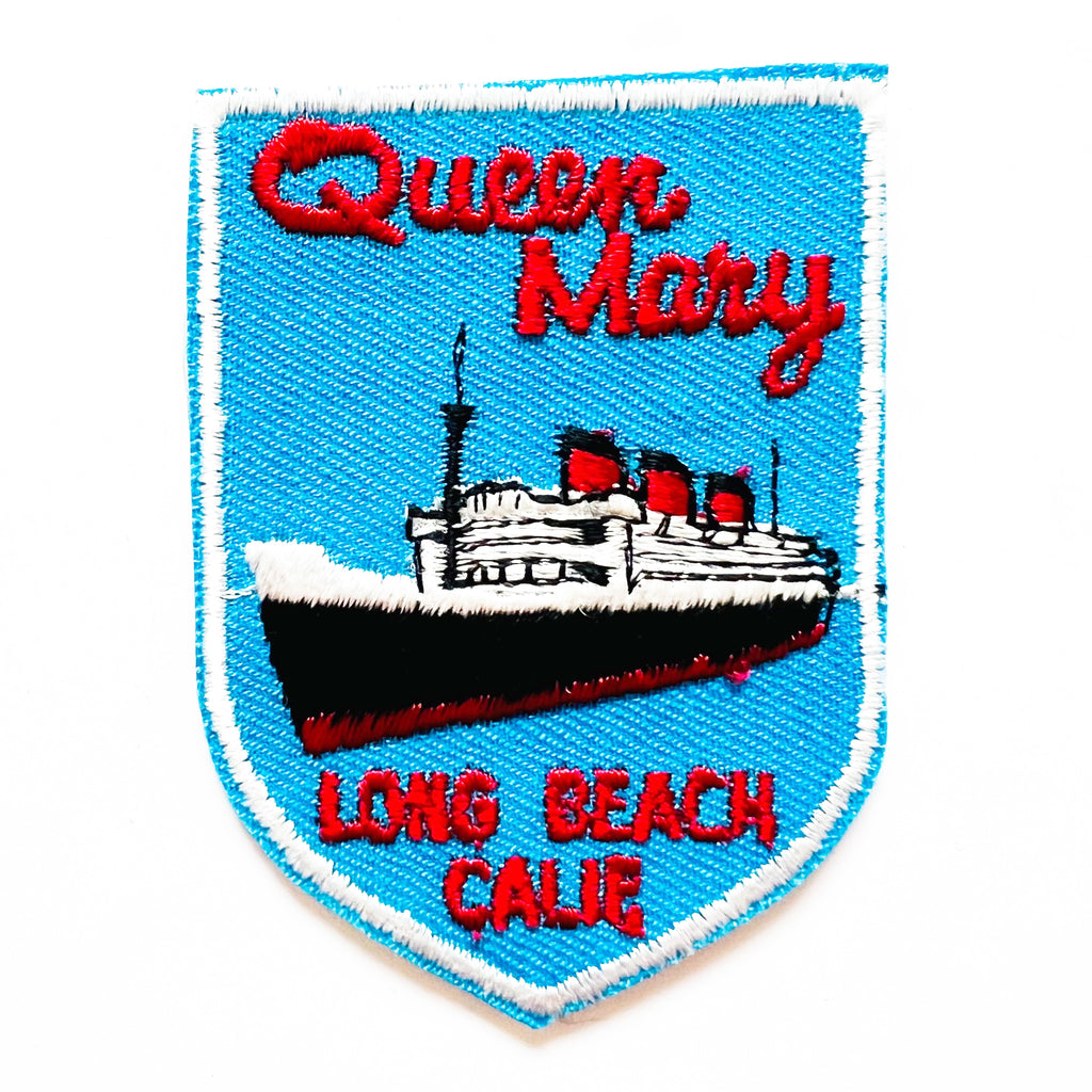 Vintage Queen Mary Long Beach California V Travel Souvenir Patch