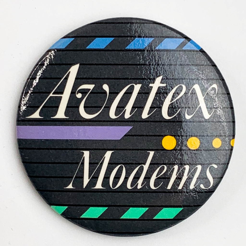 Vintage Avatex Modems Computer Systems Advertising Pinback Button