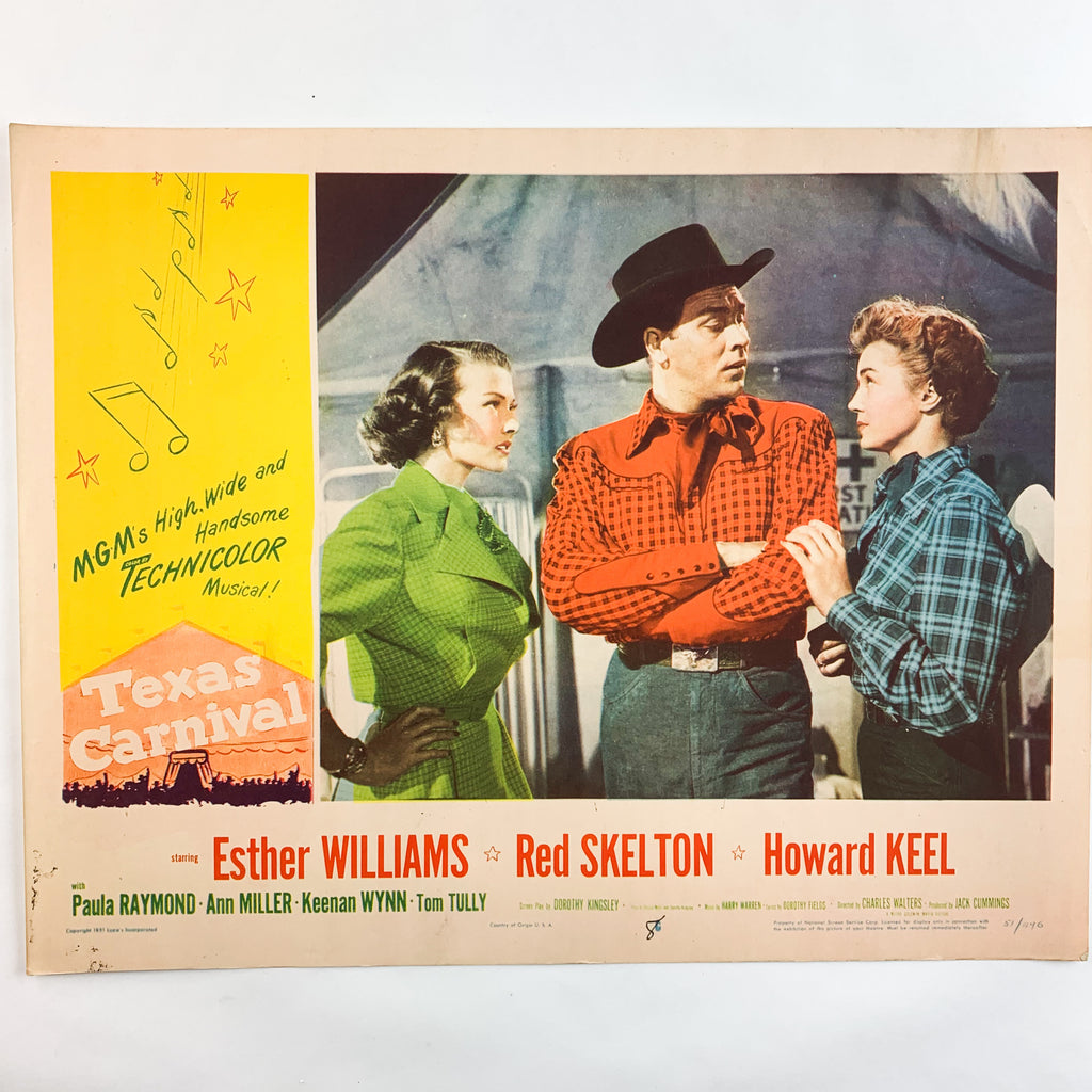 Vintage Texas Carnival 1951 MGM Musicals Esther Williams Red Skelton Lobby Card