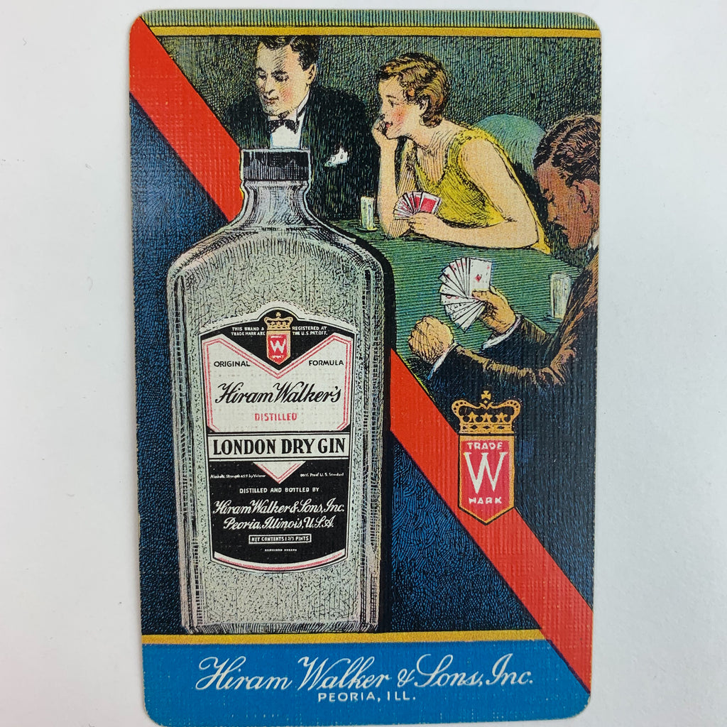 Single Vintage Playing Card Hiram Walker & Sons "London Dry Gin"