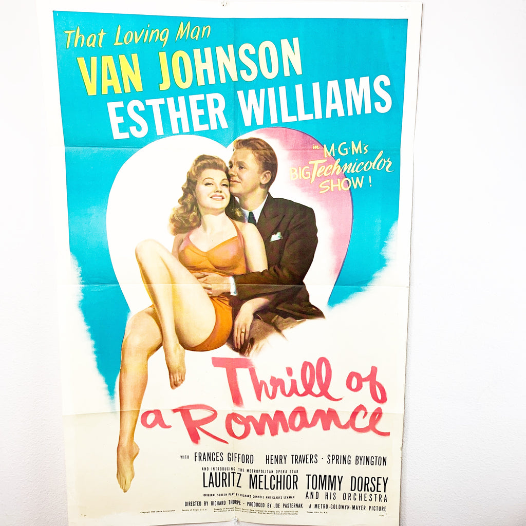 Thrill of A Romance 1945 Esther Williams MGM Technicolor Movie Poster