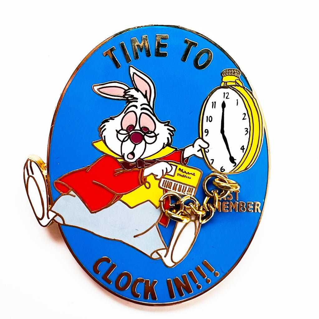 Disney Alice in Wonderland White Rabbit Time To Clock In Cast Exclusive Pin