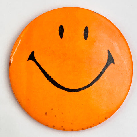 Vintage Smiley Smile Happy Face Orange Large Pinback Button