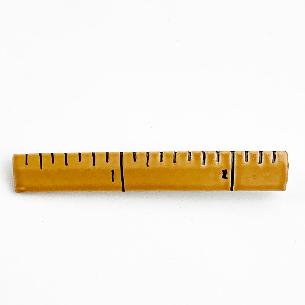 Vintage Metal Ruler Brooch Pin