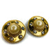 Vintage Round Faux Pearl and Clear Rhinestones Clip-On Earrings