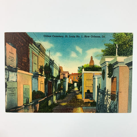 New Orleans LA Oldest Cemetery St Louis No. 1 Vintage Linen Postcard