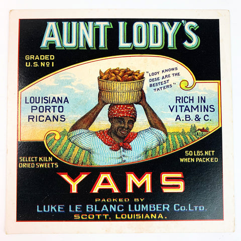 Scott Louisiana Aunt Lody's Yams #1 Sweet Potato Yam Postcard