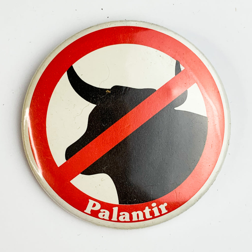 Vintage Palantir Software Pin Pinback Button No Bull Word Processing Ad
