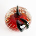 Murano Red Apple Green Stem Paperweight Bubbles