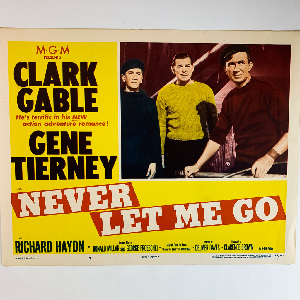 Vintage 1953 MGM Never Let me Go Clark Gable #7 Lobby Card