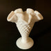 Vintage Milk Glass Pedestal Hobnail Ruffled Edge Vase