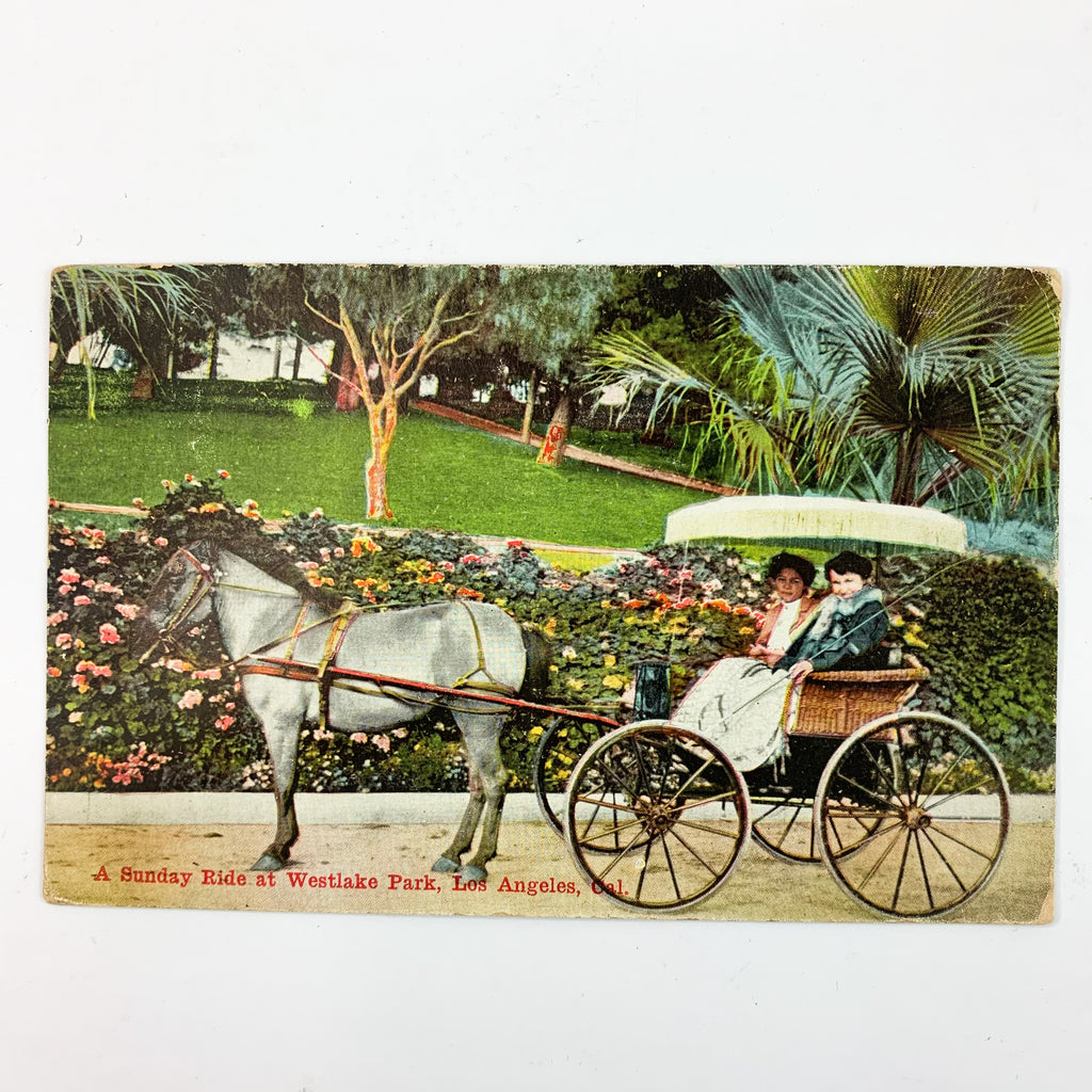 Picture Postcard A Sunday Ride At Westlake Park Los Angeles Posted 1915