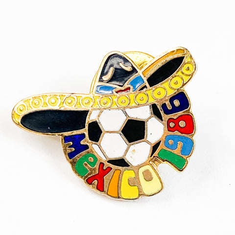 Vintage 1986 Soccer Football Sombrero Lapel Pin