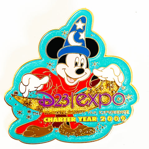 Disney D23 Expo Logo Mickey Sorcerer Hat Fantasia Limited Release 2009 Pin