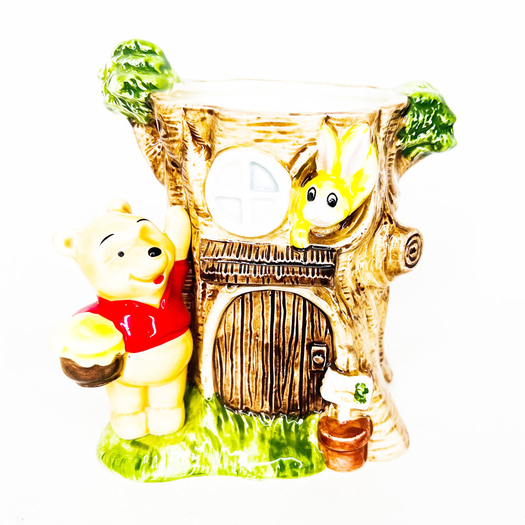 Vintage Disney Japan Winnie the Pooh at Rabbit's House Ceramic Pencil Holder Jar