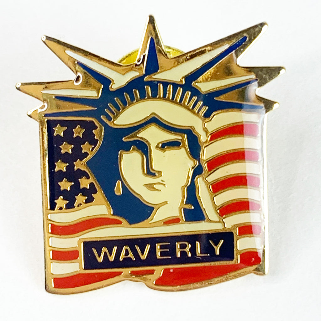 Vintage 1982 America Flag Liberty Waverly USA Brooch Lapel Pin