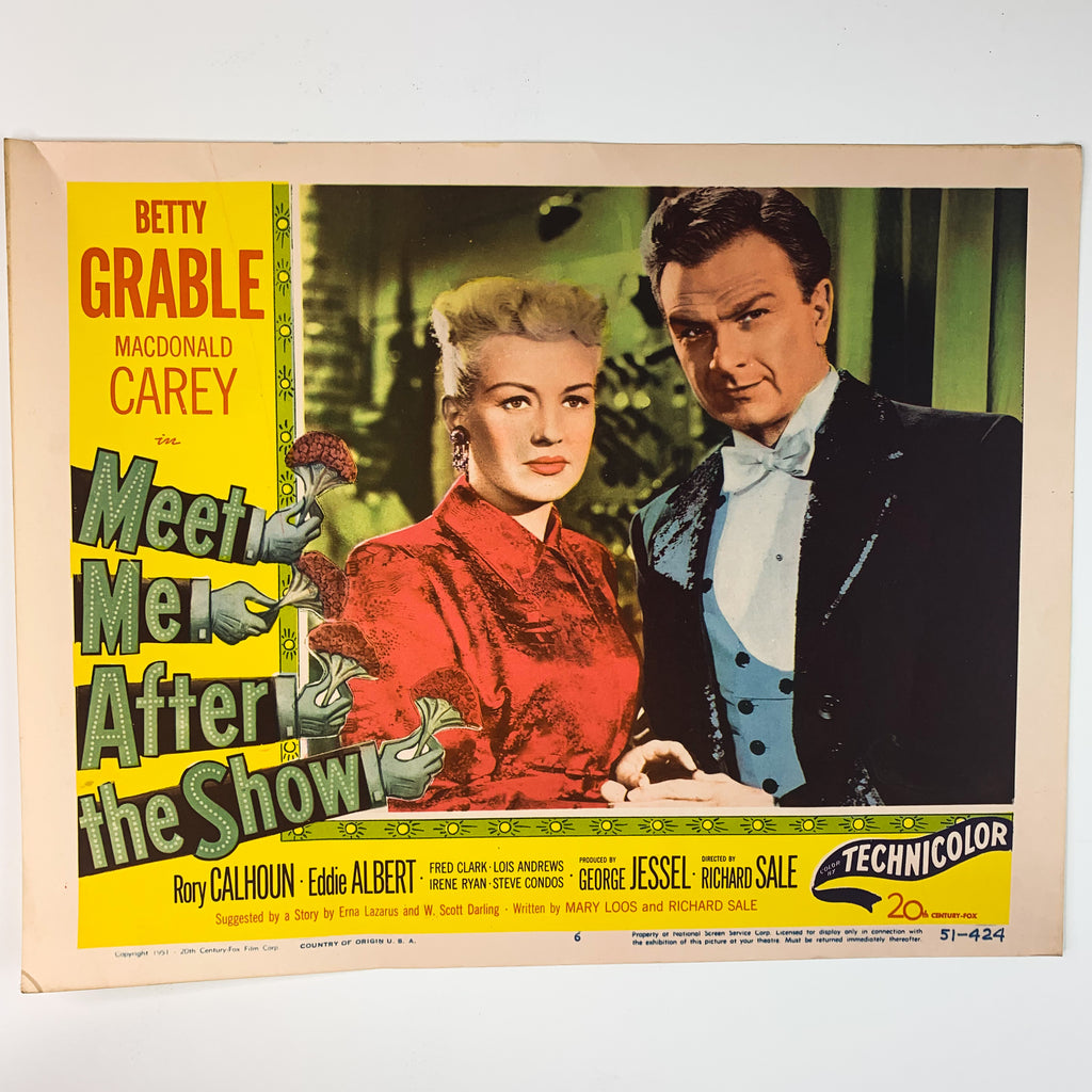 Vintage 1951 Meet Me After The Show Technicolor Betty Grable Lobby Card