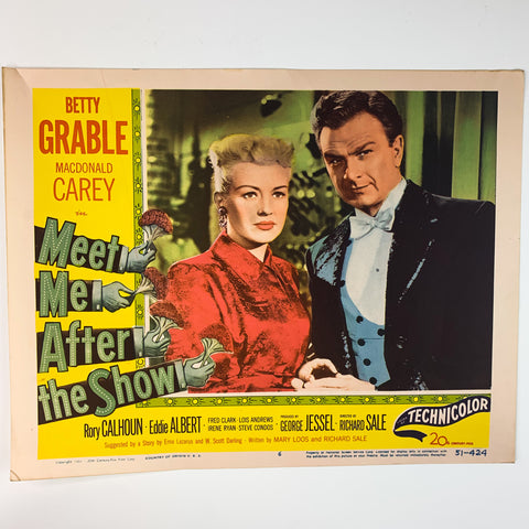Vintage 1951 Meet Me After The Show Technicolor Betty Grable Lobby Card