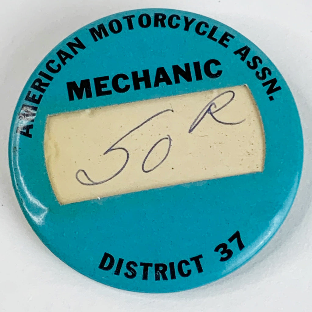 Vintage American Motorcycle Association Mechanic 50R District 37 Pinback Button
