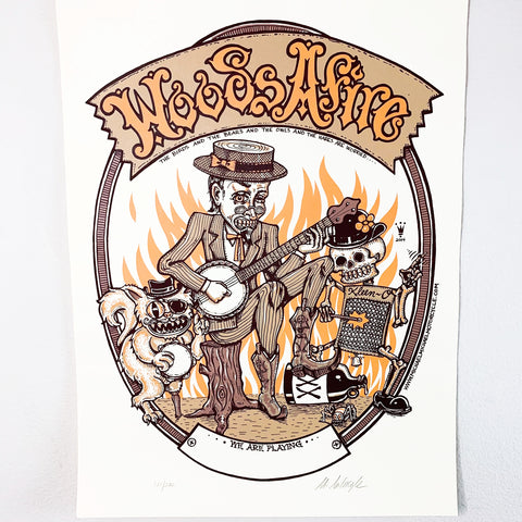 Woods Afire Michael Motorcycle Rock Concert Poster