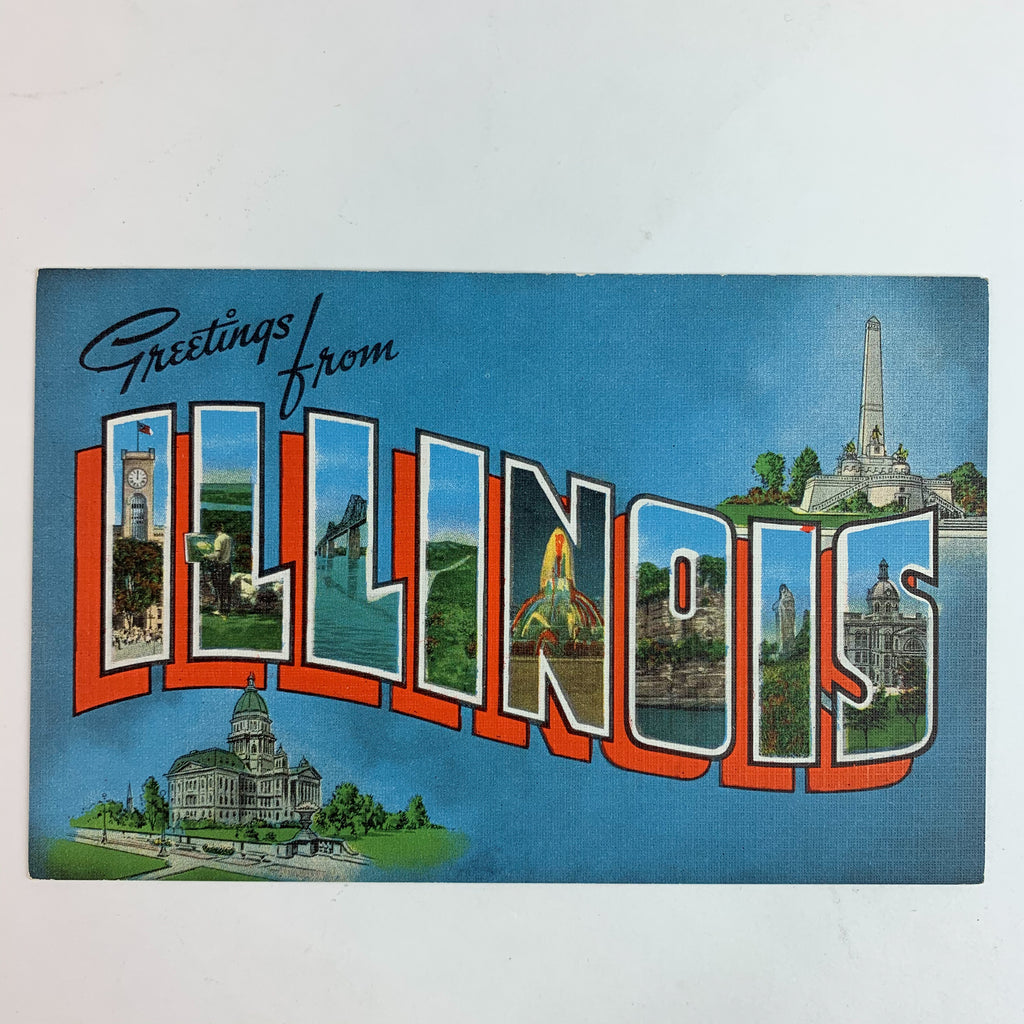 Greetings from Illinois Large Letters Landmark Postcard