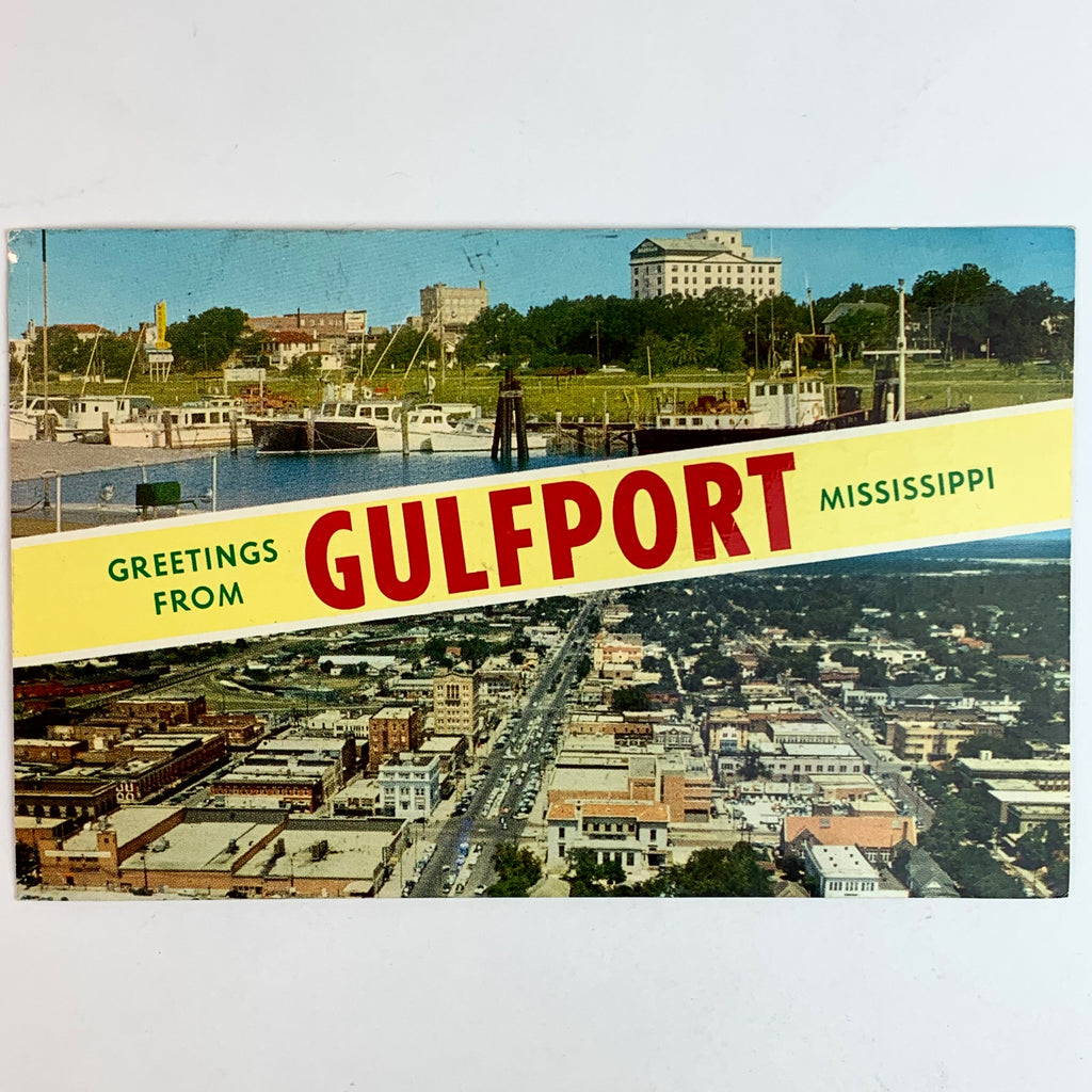 Greetings From Gulfport Mississippi Aerial Downtown View Deep South Postcard