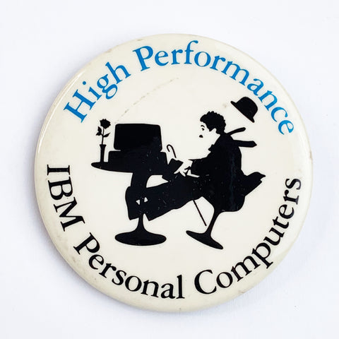 Vintage High Performance IBM Personal Computers Charlie Chaplin Pin Pinback
