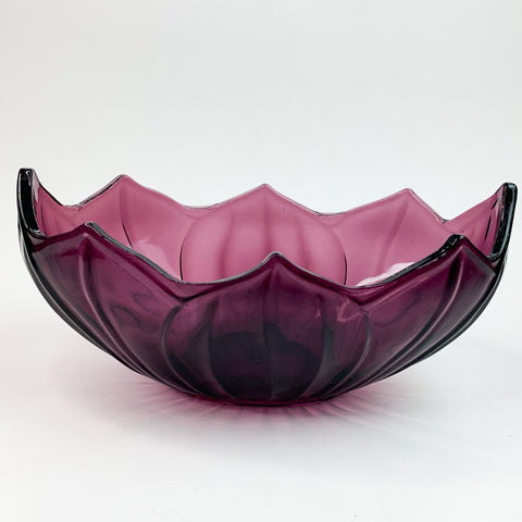 Vintage Plum Purple Heavy Glass Bowl