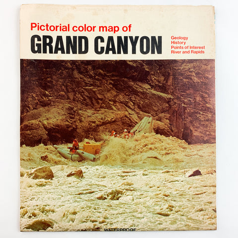 Vintage 1972 Waterproof Rare Pictorial Color Map of the Grand Canyon Jack Currey