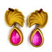 Vintage Pink Stone Drop Shell Post Earrings