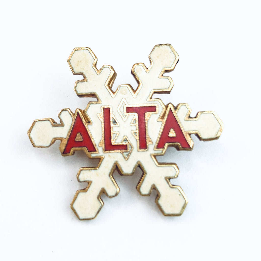 Vintage Alta Utah Ski Resort Skiing Enamel Snowflake Lapel Pin