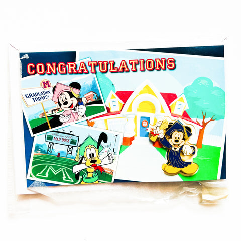 Disney Congratulations Graduate Mickey Mouse Grad Cast Greeting Card & Pin Set