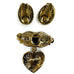 Vintage Filigree Heart Dangle Brooch Earring Set