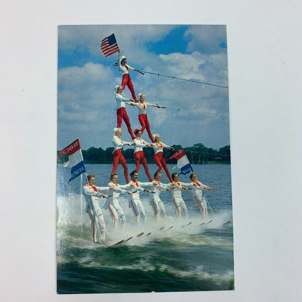 Cypress Gardens Water Ski  Revue Show Human Pyramid Florida Postcard