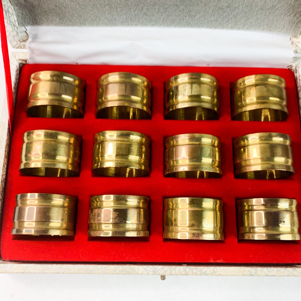 Vintage Solid Brass Set of 12 Napkin Rings