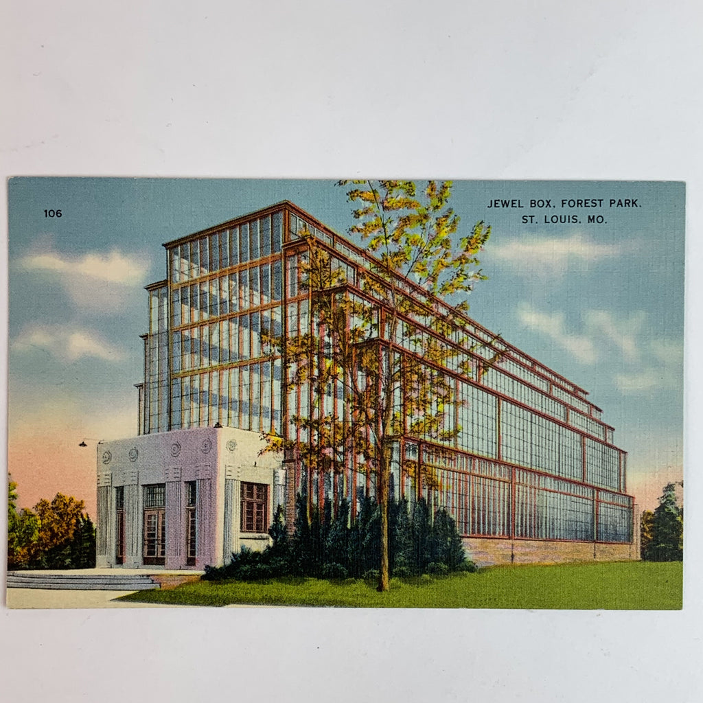 Vintage Linen Jewel Box Forest Park St. Louis Missori MO Postcard