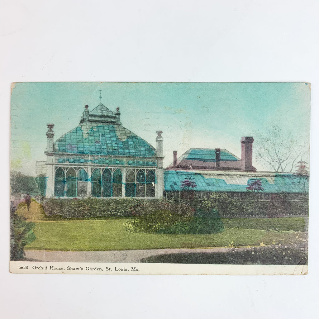 Vintage Shaw's Garden St. Louis Missouri Stamp 1908 Orchid House Postcard