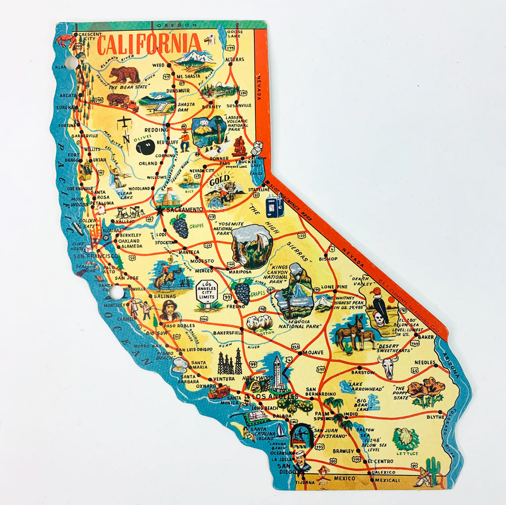 California Oversized Novelty State Shape Map Vintage Postcard
