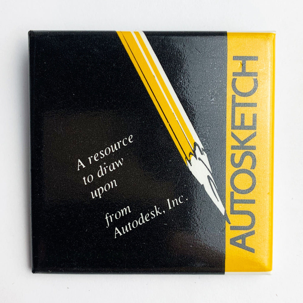 Vintage Autosketch By Autodesk Computer Tech Advertising Button Pinback Pin