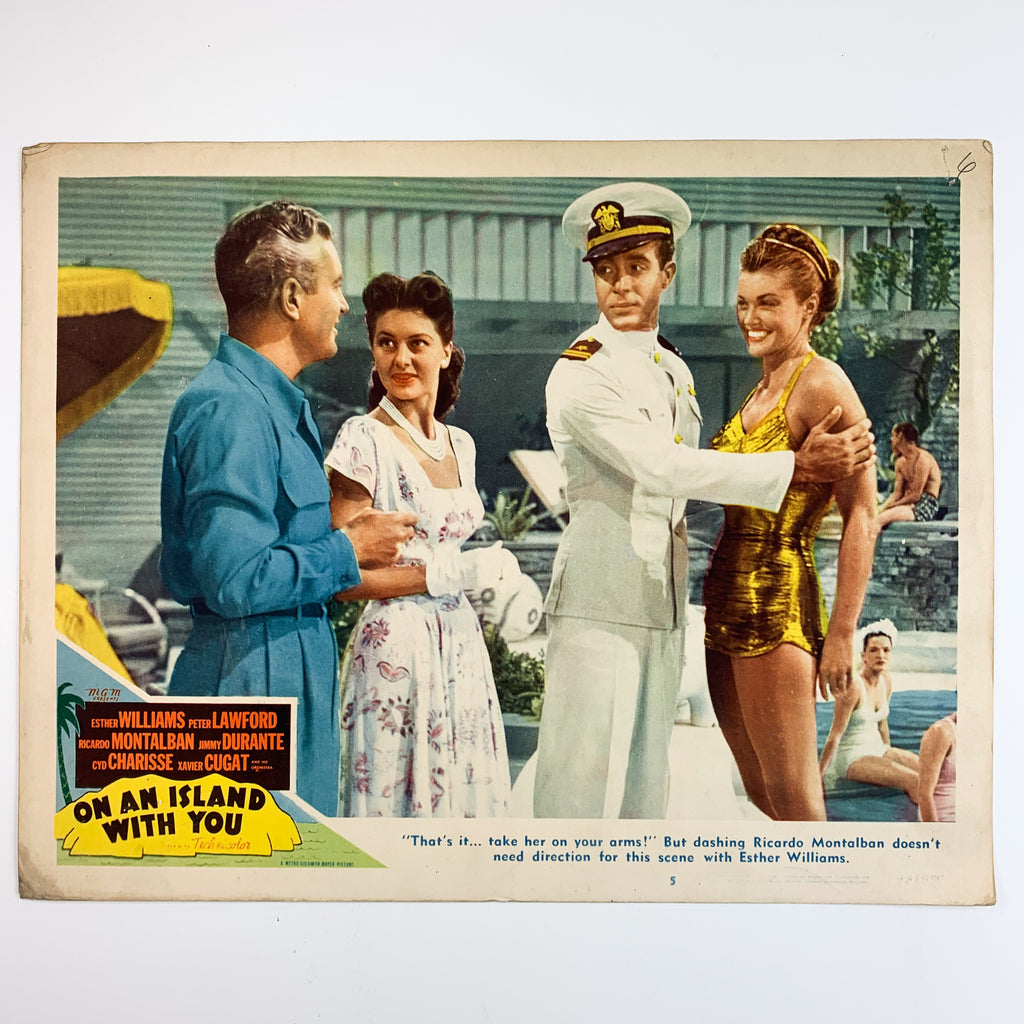 Vtg On An Island With You Technicolor Esther Williams Peter Lawford Lobby Card