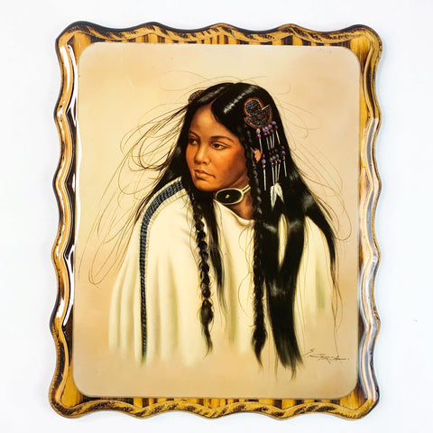 Vintage Native American Girl Art Signed Z Garcia