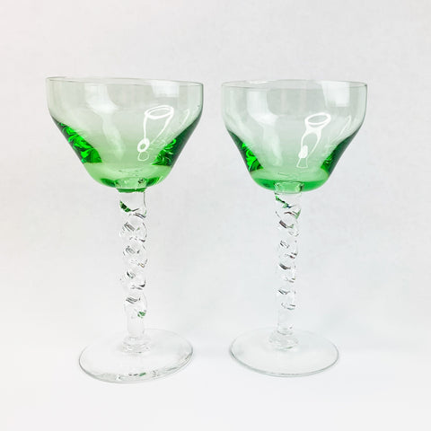 Vintage Champagne Spiral Barware Drinking Glasses
