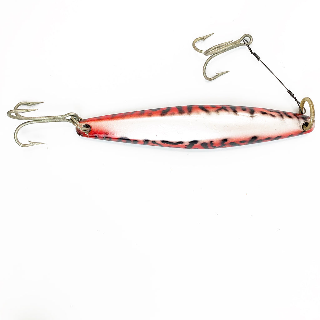 Vintage Metal Saltwater Fishing Straggler Red/Black White Double