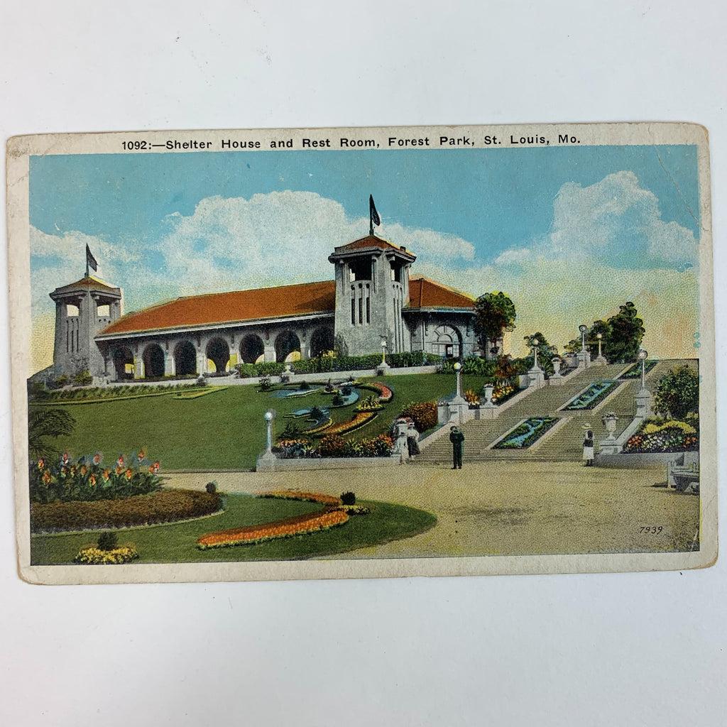 Shelter House and Rest Room Forest Park St. Louis MO Missouri Postcard