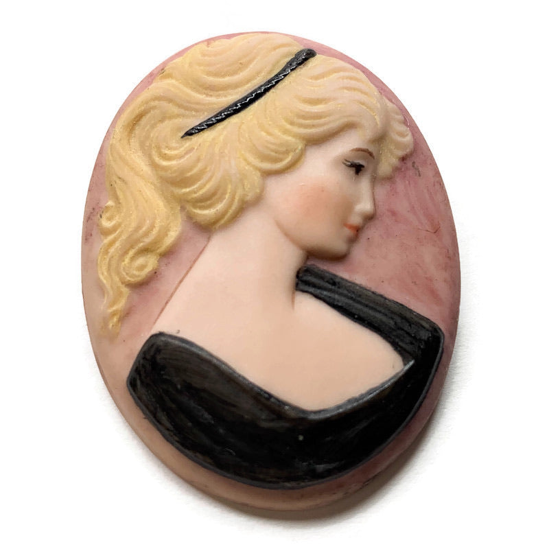 Vintage Lady Oval Brooch Pin